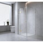 120x90cm Corner Frameless Shower Screen – White Wall & Floor U-Brackets with SS Hinges for Contemporary Bathrooms