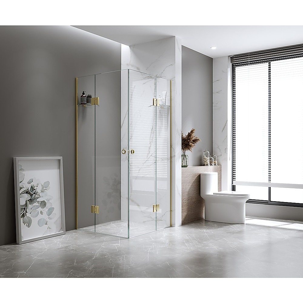 110x120cm Double Door Corner Shower with Gunmetal Channels and SS Hinges, Round Handle