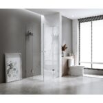 110x120cm Double Door Corner Shower – Chrome Wall F-Brackets with Brass Hinges for Modern Bathrooms