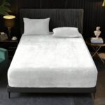 White Plush Crystal Velvet Fitted Sheet - Ultra Soft, Warm & Thick for Winter (153x203+36cm)