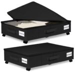 1 piece Black Size L Collapsible Underbed Storage Organizer with Wheels - Fabric Bin with Dustproof Lid