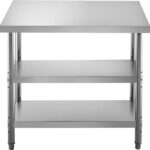 VEVOR Stainless Steel Prep Table, 1520x450x855 mm Commercial Stainless Steel Table, 2 Adjustable Undershelf BBQ Prep Table, Heavy Duty Kitchen Work Table, for Garage, Home, Warehouse, Kitchen Silver