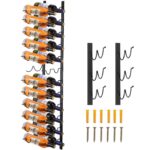 VEVOR Wall Mounted Wine Rack, 12x2 Bottles Wine Holder Towel Rack, Black Steel Vertical Wine Rack, Modern Decorative Wall Mounted Wine Bottle Holder, Forward Design Simple Storage Wall Rack 48x11x1 In
