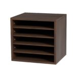 VEVOR Wood Literature Organizer Adjustable File Sorter 5 Compartments Brown