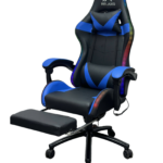Gaming Chair With Headrest and Foot Rest LED Light - Blue
