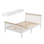 Artiss Bed Frame Double Size Wooden Platform with 2 Storage Drawers White PONY